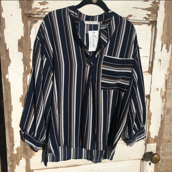 NWT Lush stripped hi-lo top - Picture 3 of 9